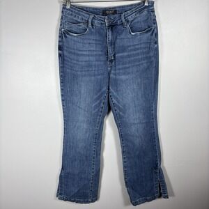 Judy Blue Women's 18W Dark Wash Stretch Five Pocket Denim Side Slit Flare Jeans
